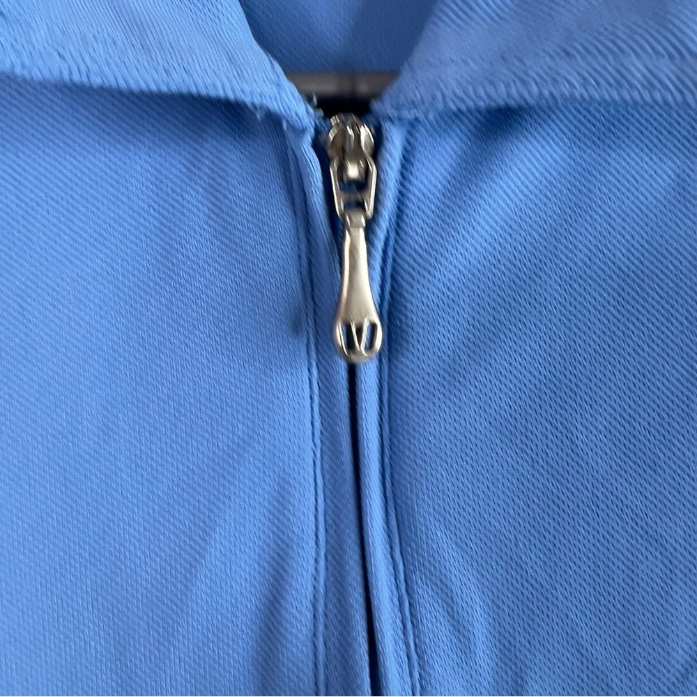 Vuarnet tank top half zip collared texture Women's Light Blue Zip-Up Tank Top - Picture 5 of 12
